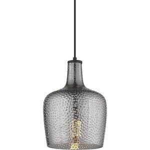 Smoky Gray Hammered Glass Bell Pendant Light | Modern Ceiling Fixture